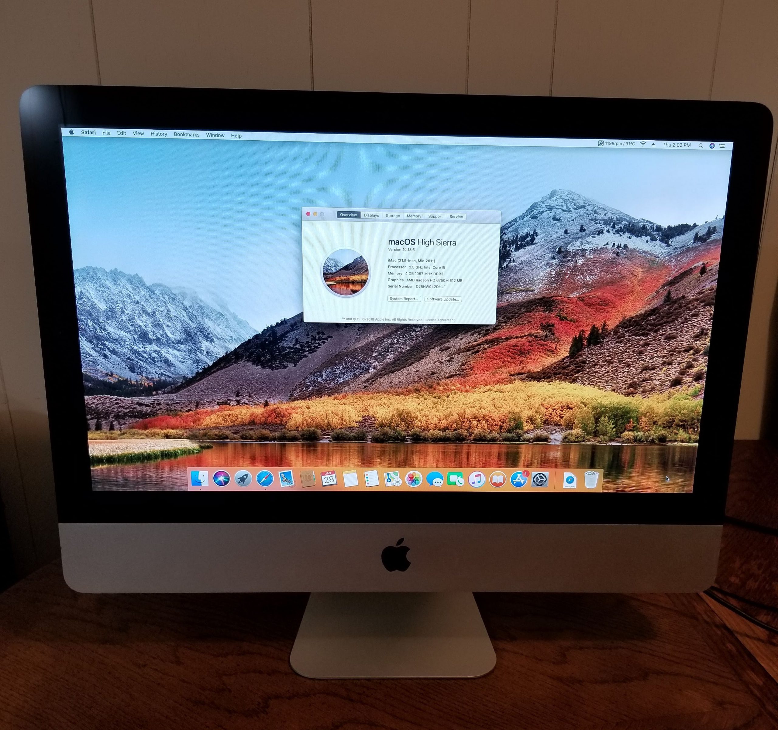 Apple IMac A1311 21.5'' Mid 2011 I5 2.5GHz 4GB 1TB Radeon 6750M 512 MB ...