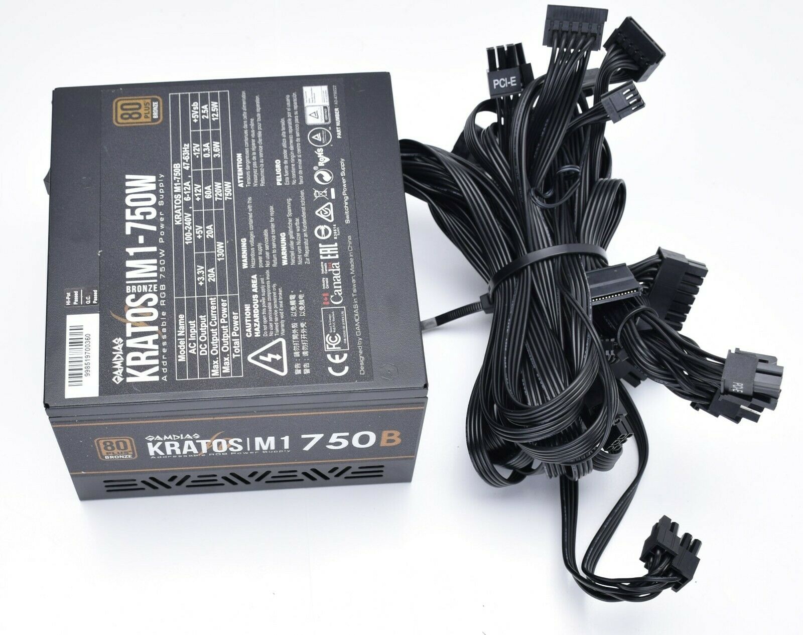 GAMDIAS Kratos M1750B 750W 80 Plus Bronze Certified ATX12V v2.2 Power