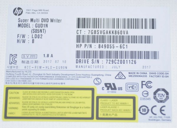 HP 870-213W SATA DVD +/-RW Drive P/N 849055-6C1 Model GUD1N (S05NT) - Image 4